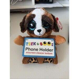 Ty Beanie Boo Peek a Boo Plush Stuffed Animal Cellphone Holder Pups the Dog New